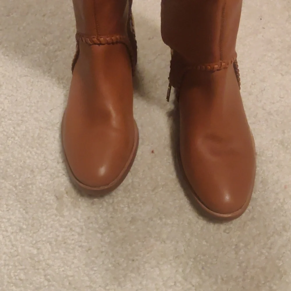 New!UGG Gracen Whipstitch Brown Leather Knee High Tall Riding Boot Women Y2K